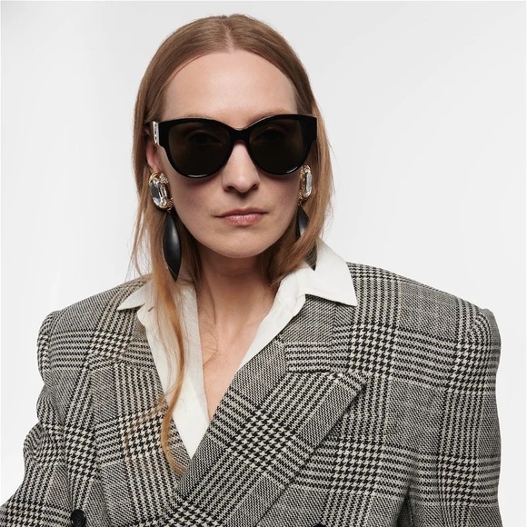 Saint Laurent Accessories - Saint Laurent Monochromatic 
Monogram Acetate 56MM Cat Eye Sunglasses SL M3
